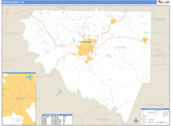 Upson County, GA Zip Code Wall Map