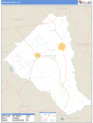 Wheeler County, GA Zip Code Wall Map