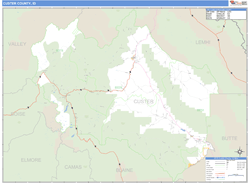 Custer County, ID Zip Code Wall Map