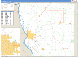 Adams County, IL Zip Code Wall Map