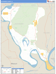 Alexander County, IL Zip Code Wall Map