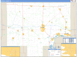 Bureau County, IL Zip Code Wall Map