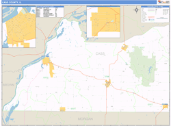 Cass County, IL Zip Code Wall Map