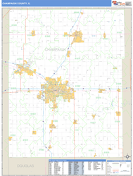 Champaign County, IL Zip Code Wall Map