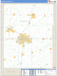 Champaign County, IL Wall Map