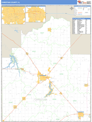 Christian County, IL Zip Code Wall Map