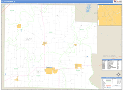 Clay County, IL Zip Code Wall Map