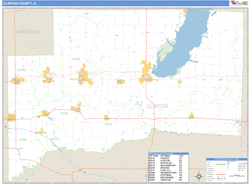 Clinton County, IL Zip Code Wall Map