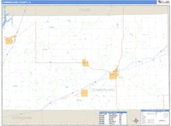 Cumberland County, IL Zip Code Wall Map