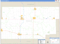 Douglas County, IL Zip Code Wall Map