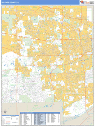 DuPage County, IL Zip Code Wall Map