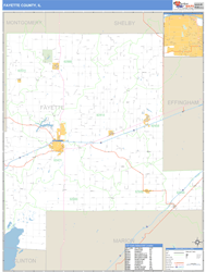 Fayette County, IL Zip Code Wall Map