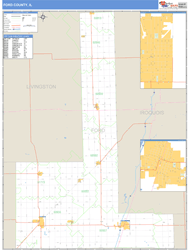 Ford County, IL Zip Code Wall Map