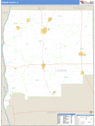 Greene County, IL Zip Code Wall Map