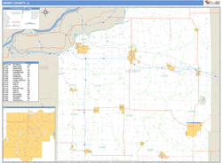 Henry County, IL Zip Code Wall Map