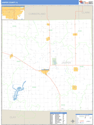 Jasper County, IL Zip Code Wall Map