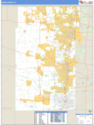 Kane County, IL Zip Code Wall Map