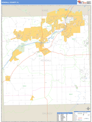 Kendall County, IL Zip Code Wall Map