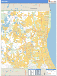 Lake County, IL Zip Code Wall Map