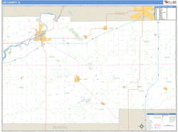 Lee County, IL Zip Code Wall Map