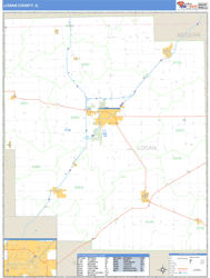 Logan County, IL Zip Code Wall Map