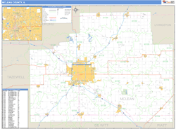 McLean County, IL Zip Code Wall Map