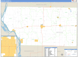 Mercer County, IL Zip Code Wall Map