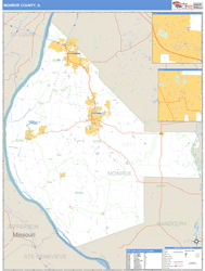 Monroe County, IL Zip Code Wall Map