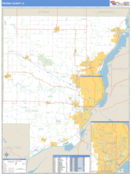 Peoria County, IL Zip Code Wall Map