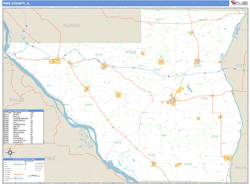 Pike County, IL Zip Code Wall Map