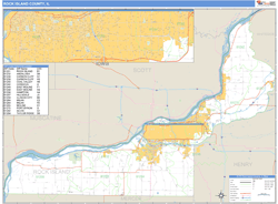 Rock Island County, IL Zip Code Wall Map