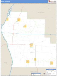 Scott County, IL Zip Code Wall Map