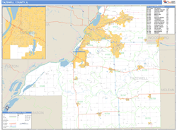 Tazewell County, IL Zip Code Wall Map