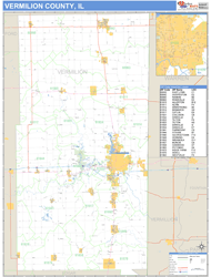 Vermilion County, IL Wall Map