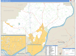 Clark County, IN Zip Code Wall Map