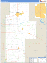 Clay County, IN Zip Code Wall Map