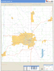 Delaware County, IN Zip Code Wall Map