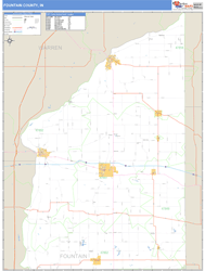 Fountain County, IN Zip Code Wall Map