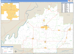 Gibson County, IN Zip Code Wall Map