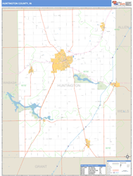 Huntington County, IN Zip Code Wall Map