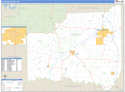 Jackson County, IN Zip Code Wall Map