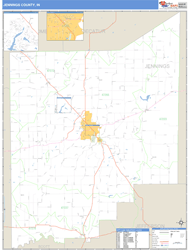 Jennings County, IN Zip Code Wall Map