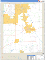 Johnson County, IN Zip Code Wall Map