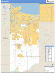Lake County, IN Zip Code Wall Map