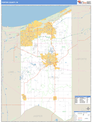 Porter County, IN Zip Code Wall Map