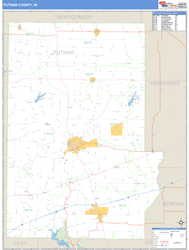 Putnam County, IN Zip Code Wall Map