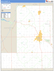 Wells County, IN Zip Code Wall Map