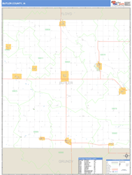 Butler County, IA Zip Code Wall Map