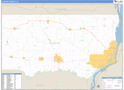 Clinton County, IA Zip Code Wall Map