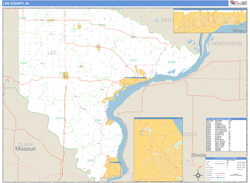 Lee County, IA Zip Code Wall Map